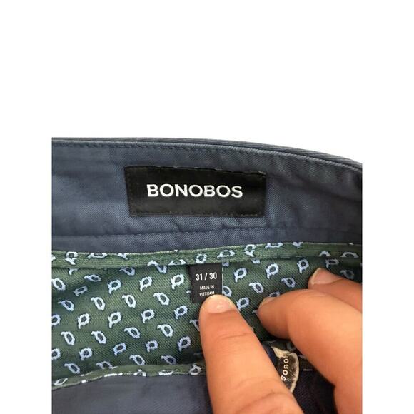 Bonobos Men's Steely Blue Cotton Stretch Washed Slim Fit Chino Pants Size 31 - Picture 4 of 6